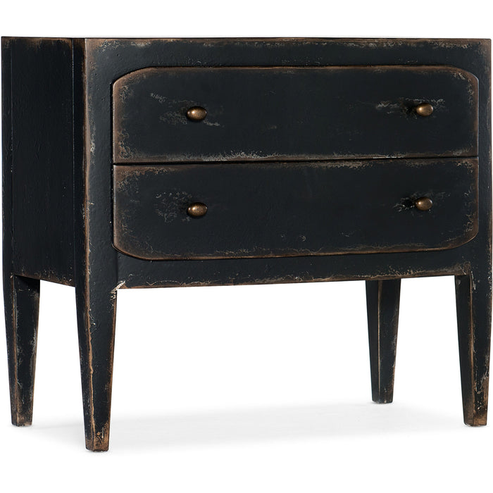 Hooker Furniture Rustic Wood Ciao Bella Two-Drawer Nightstand- Black 