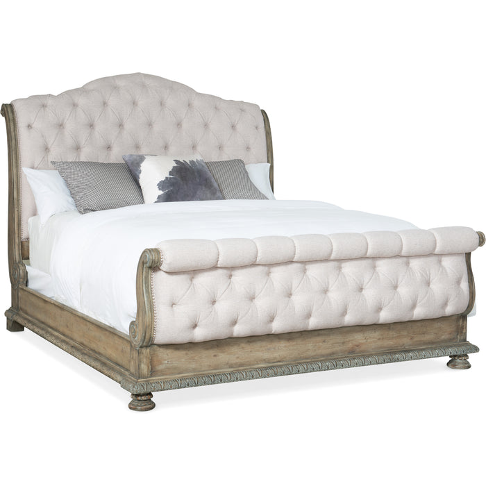 Hooker Furniture Rustic Wood Castella California King Tufted Bed 