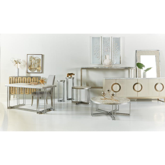Hooker Furniture Melange Marin Round White Onyx Lamp End Table