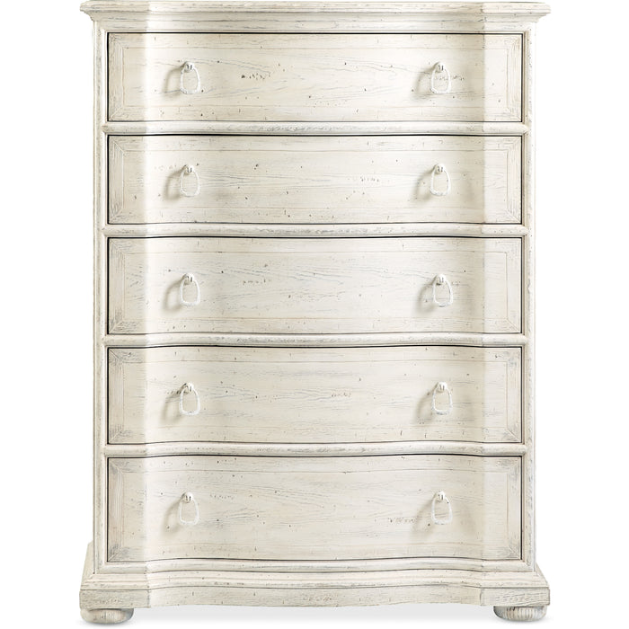 Hooker Furniture White Wood Tall Traditions Five-Drawer Chest 