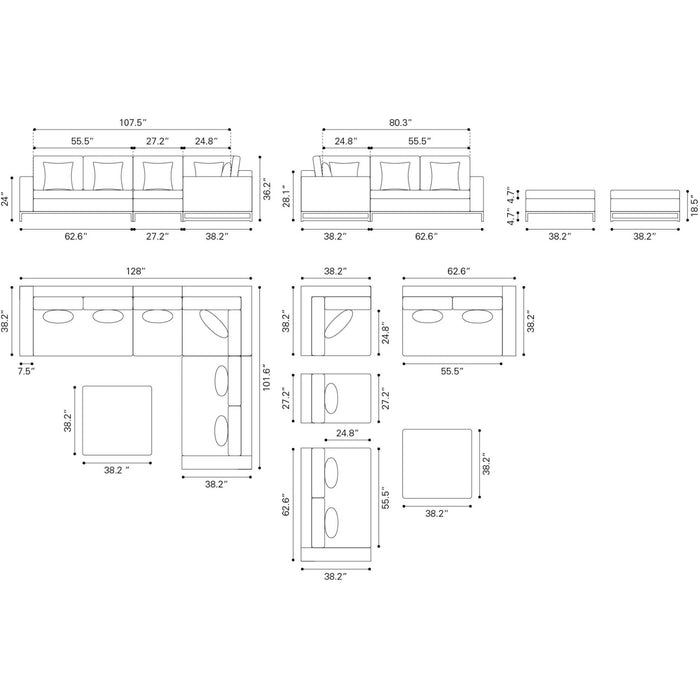 Zuo Corona del Mar Outdoor Sectional Set