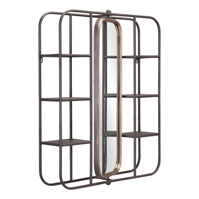 Zuo Alice Modern Industrial Steel Frame Mirror Shelf Antique Gray