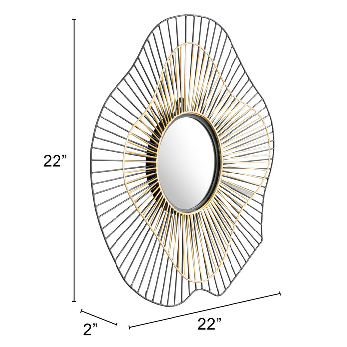 Zuo Comet Modern Accent Round Wall Mirror Black & Gold