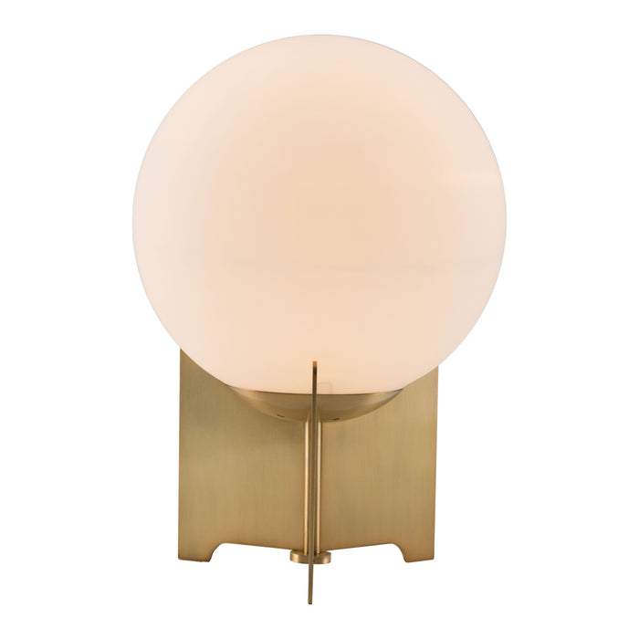 Zuo Pearl White Frosted Glass & Brass Modern Accent Light Table Lamp