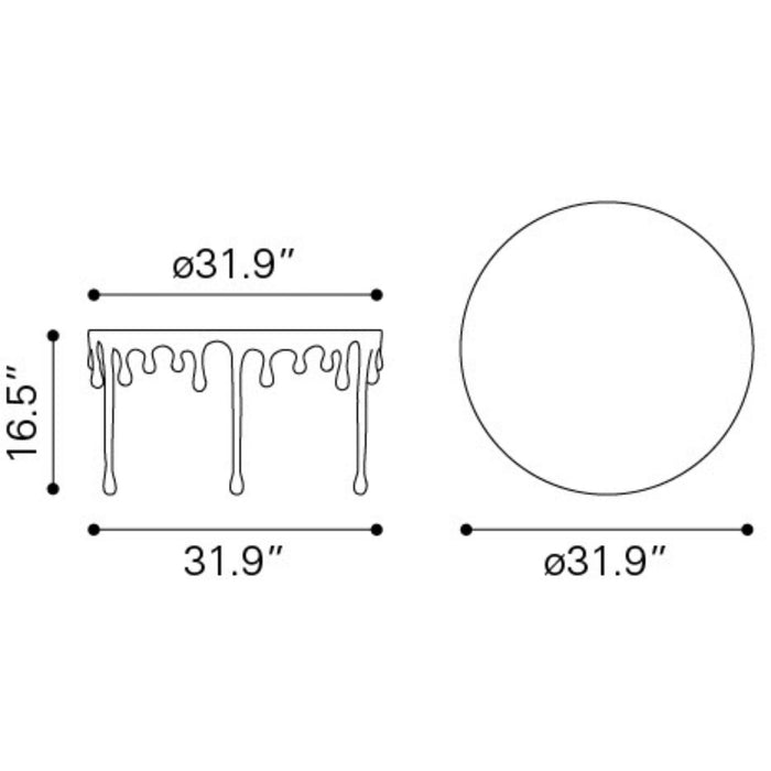 Zuo Drip Round Gold Coffee Table