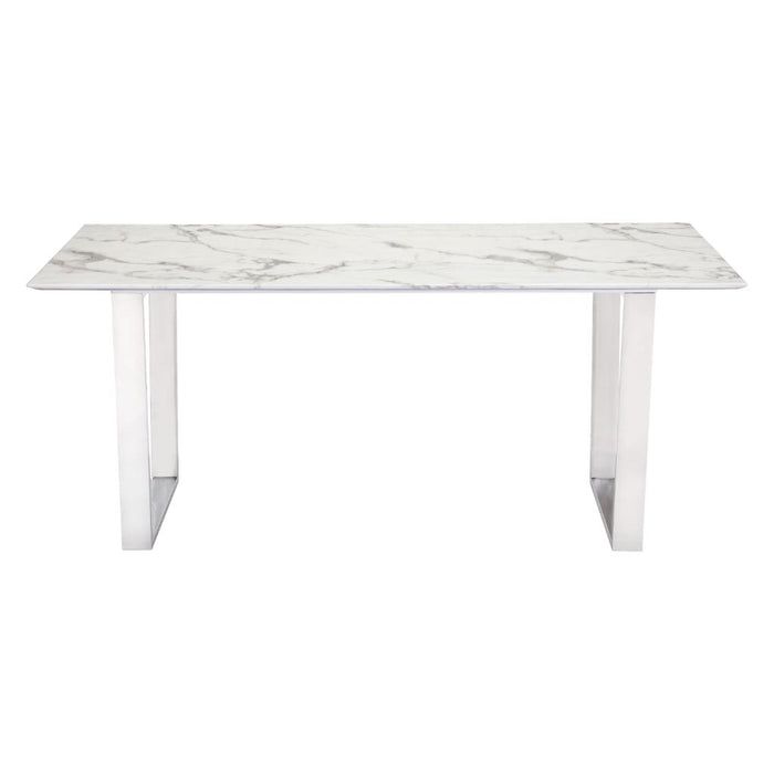 Zuo Atlas Dining Table White & Silver