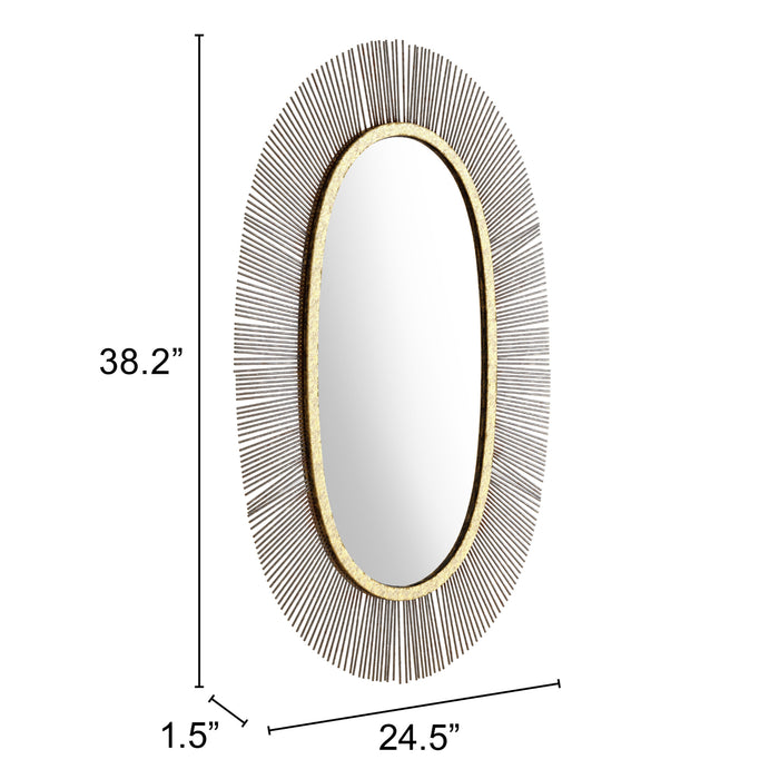 Zuo Juju Modern Powder Coated Iron Oval Black & Gold Mirror