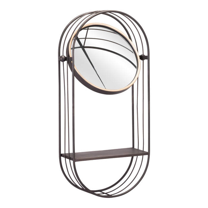 Zuo Saroni Modern Black Painted Steel Mirror Shelf