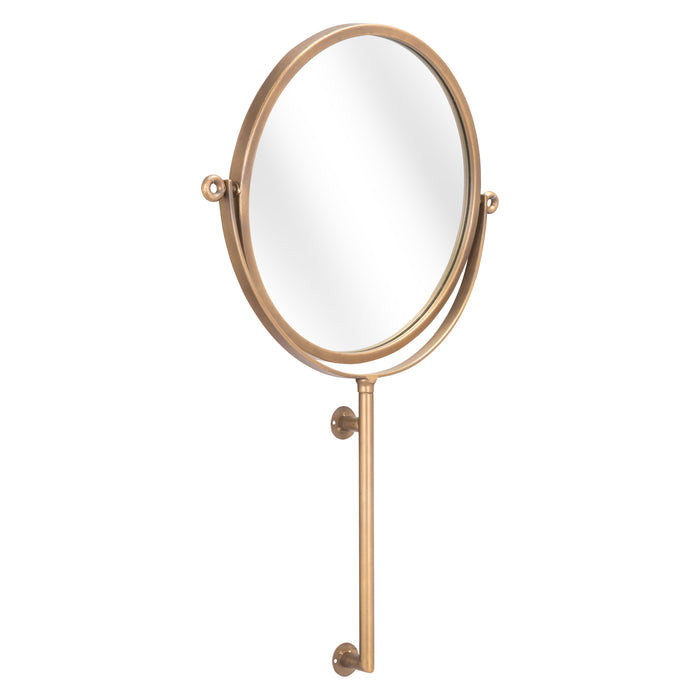 Zuo Bernis Adjustable Tilt Frame Modern Round Wall Mirror Brass