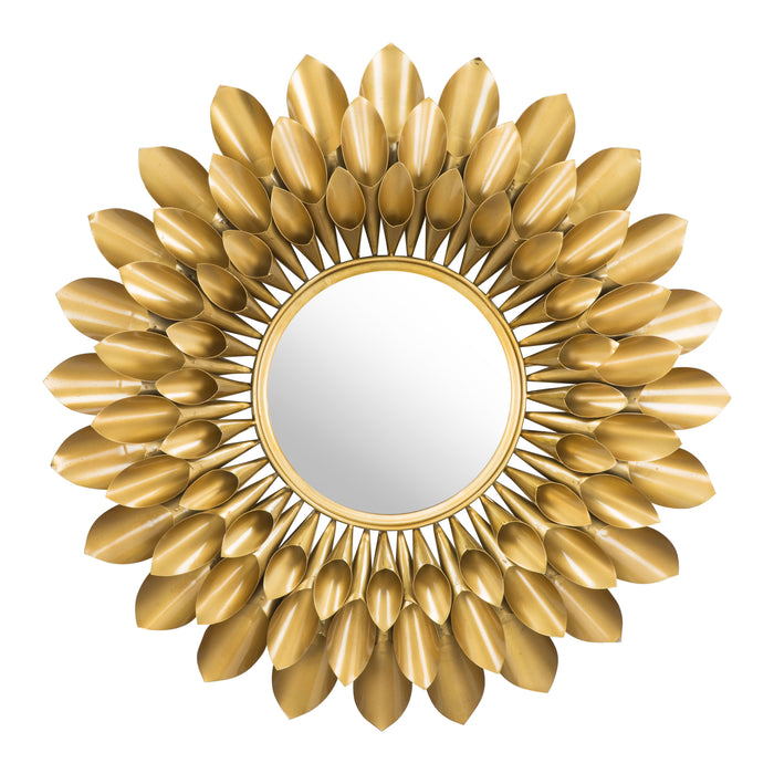 Zuo Sunflower Modern Gold Powder Coated Iron Round Mirror