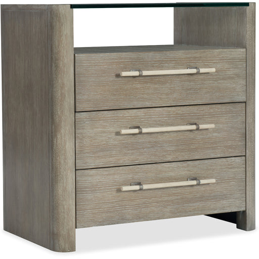 Hooker Furniture Modern Wood Glass Top Affinity Three-Drawer Nightstand 