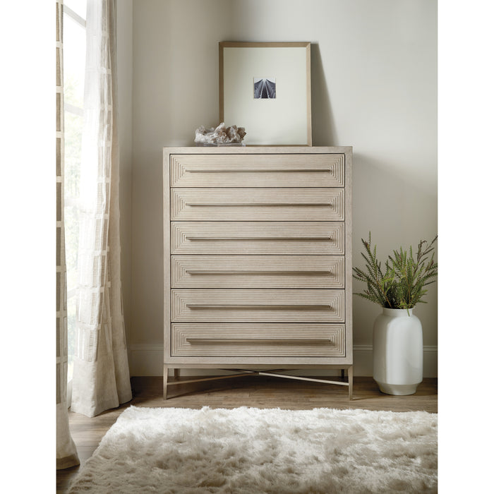 Hooker Furniture Modern Light Wood Tall Cascade Six-Drawer Chest 