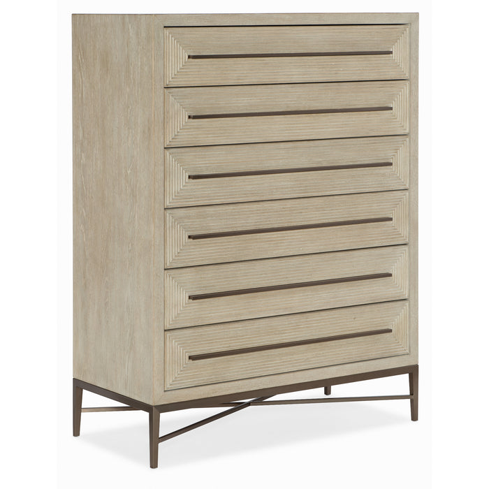 Hooker Furniture Modern Light Wood Tall Cascade Six-Drawer Chest 