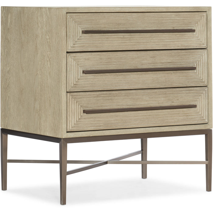 Hooker Furniture Modern Light Wood Cascade Three-Drawer Nightstand 