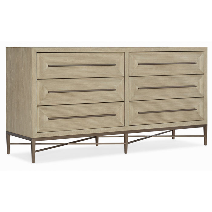 Hooker Furniture Modern Light Wood Wide Cascade Six-Drawer Dresser 