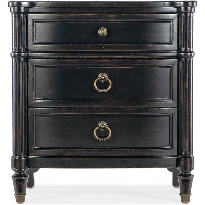 Hooker Furniture Charleston Black Three-Drawer Nightstand w/USB port 6750-90015-97