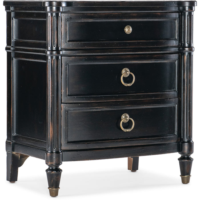 Hooker Furniture Charleston Black Three-Drawer Nightstand w/USB port 6750-90015-97