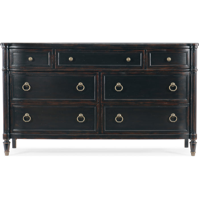 Hooker Furniture Traditional Black Wood Charleston Seven-Drawer Dresser