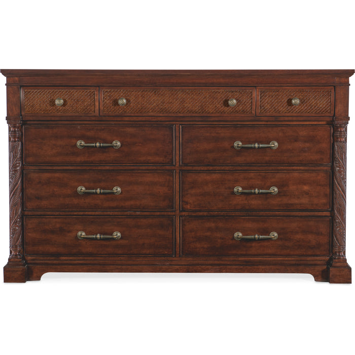 Hooker Furniture Traditional Dark Wood Charleston Nine-Drawer Dresser  