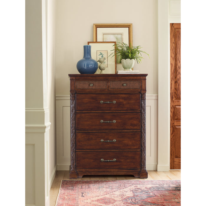 Hooker Furniture Traditional Dark Wood Tall Charleston Six-Drawer Chest 