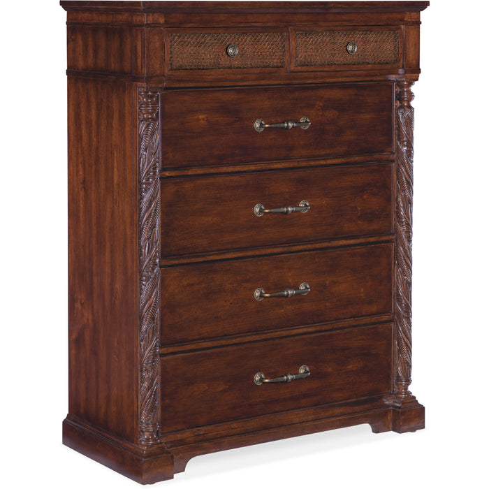 Hooker Furniture Traditional Dark Wood Tall Charleston Six-Drawer Chest 