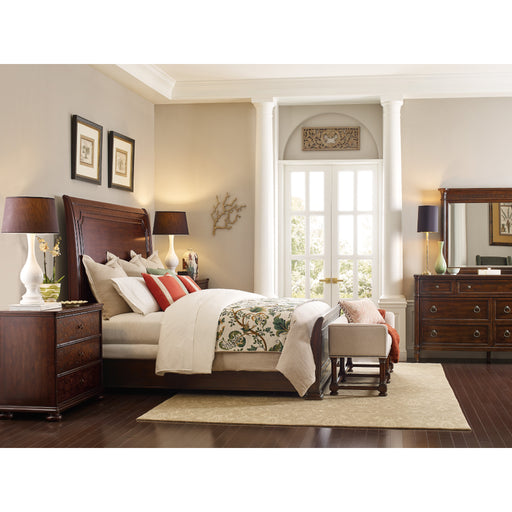 Hooker Furniture Dark Cherry Wood Charleston Sleigh Bed 