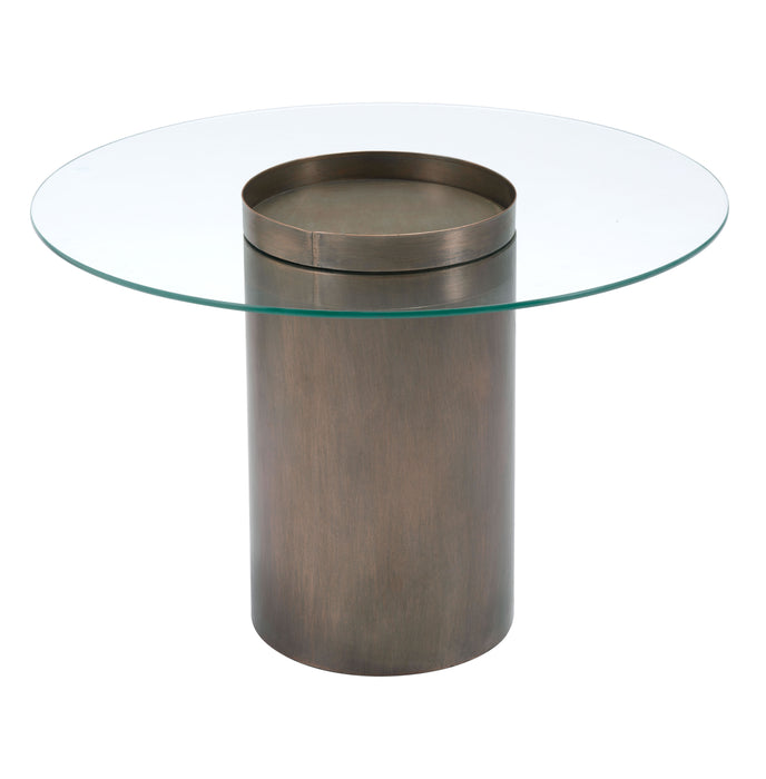 Zuo Modern Emi Luxury Coffee Glass Top Table Antique Bronze Base