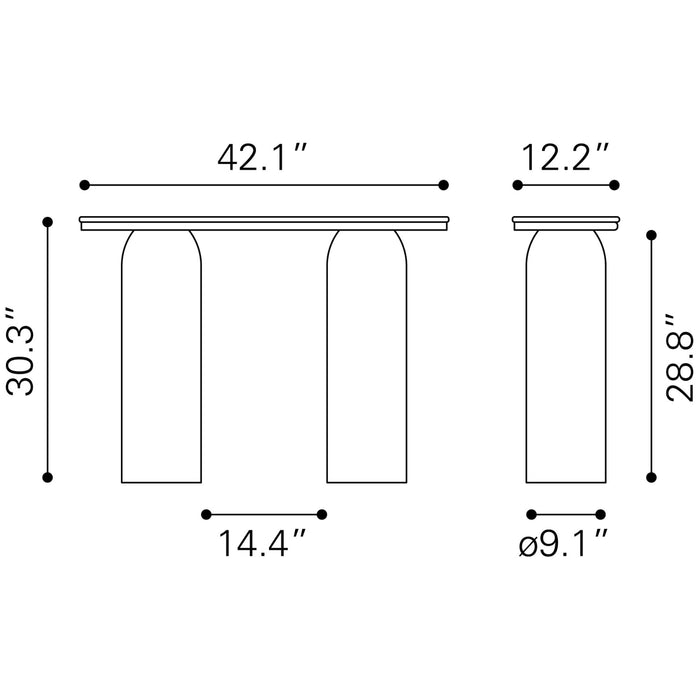 Zuo Modern Luxor Black Console Table