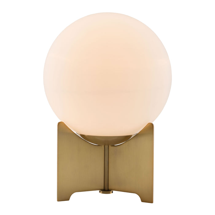 Zuo Pearl White Frosted Glass & Brass Modern Accent Light Table Lamp