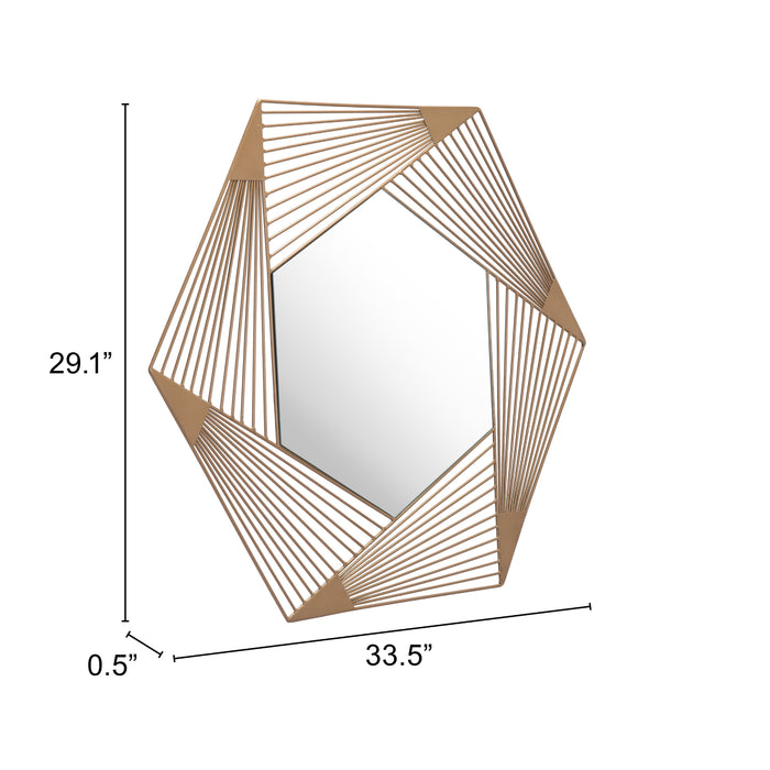 Zuo Aspect Modern Hexagonal Wall Mirror Copper