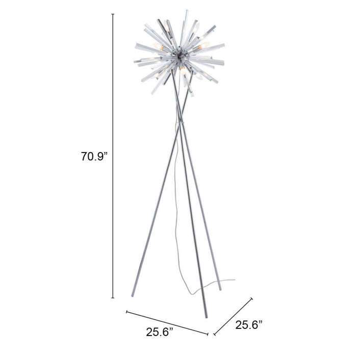 Zuo Savoy Modern Sputnik-Style with Acrylic Rays Floor Lamp Chrome