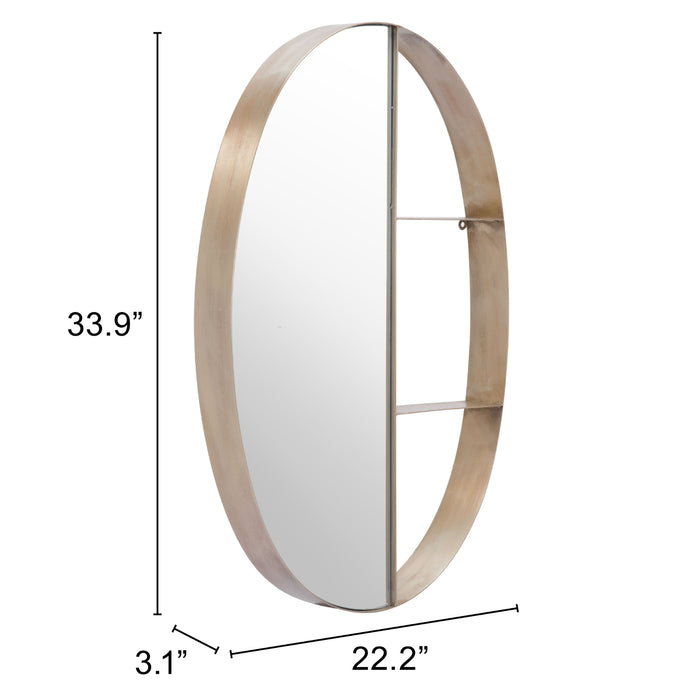 Zuo Latitude Modern Oval Shelf Antique Bronze Wall Mirror