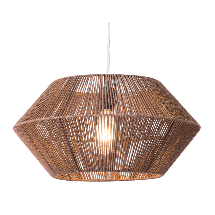 Zuo Kendrick Brown Transitional Ceiling Lamp with Paper Rope Shade