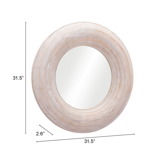 Zuo Asari Modern Rattan Weave Round Wall Mirror White 