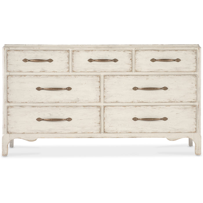 Hooker Furniture Rustic White Wood Americana 7 Drawer Dresser 