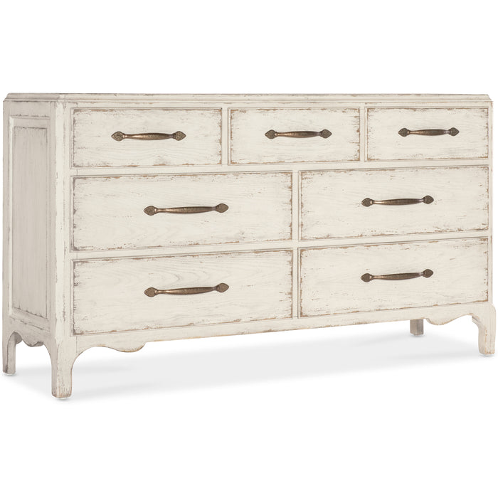 Hooker Furniture Rustic White Wood Americana 7 Drawer Dresser 