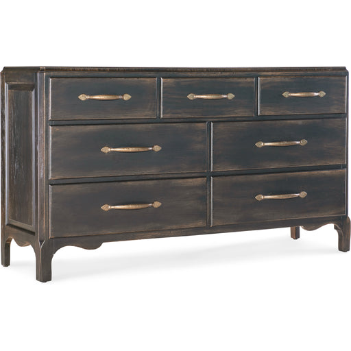 Hooker Furniture Rustic Black Wood Americana 7 Drawer Dresser 