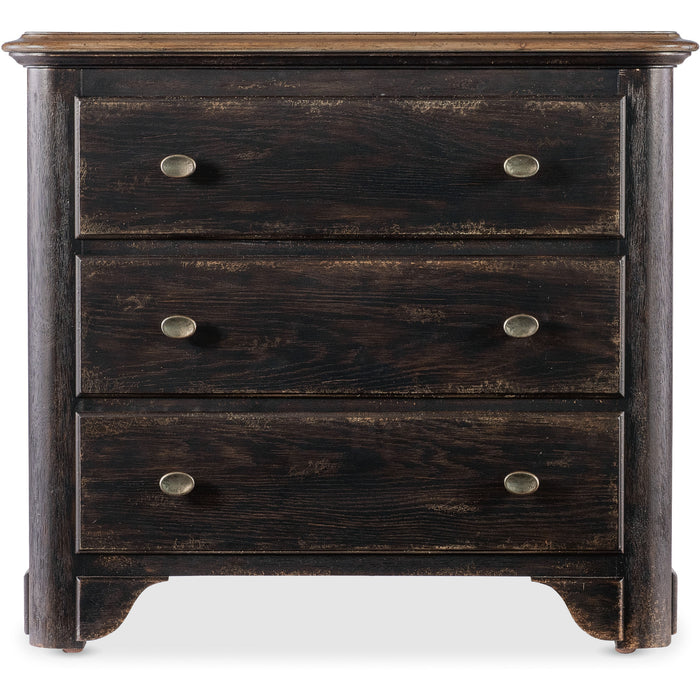 Hooker Furniture Traditional Black Wood Americana Three-Drawer Nightstand 