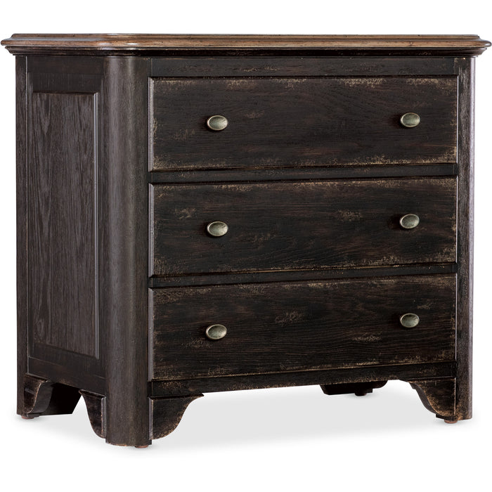 Hooker Furniture Traditional Black Wood Americana Three-Drawer Nightstand 