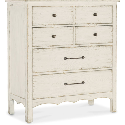 Hooker Furniture Rustic White Wood Tall Americana Six-Drawer Chest 