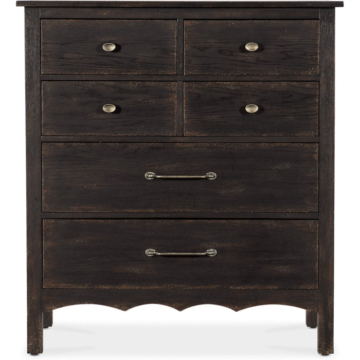 Hooker Furniture Rustic Dark Wood Tall Americana Six-Drawer Chest 