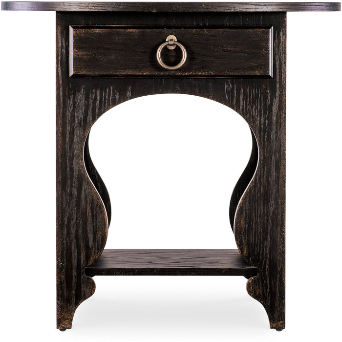 Hooker Furniture Traditional Americana Black One-Drawer Oval Nightstand 