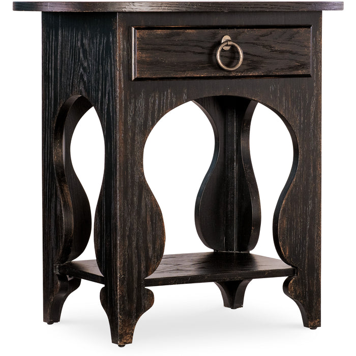 Hooker Furniture Traditional Americana Black One-Drawer Oval Nightstand 