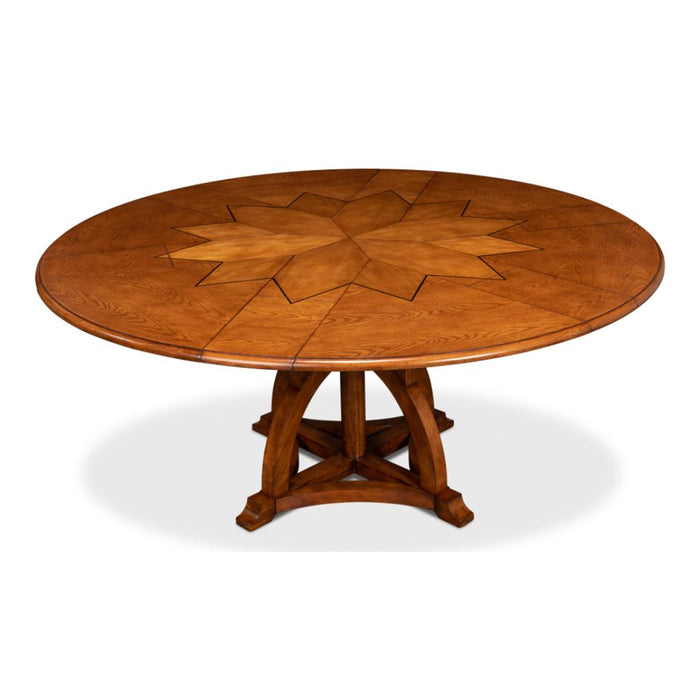 Sarreid Austin Jupe Round Wood Expandable Dining Table, Large