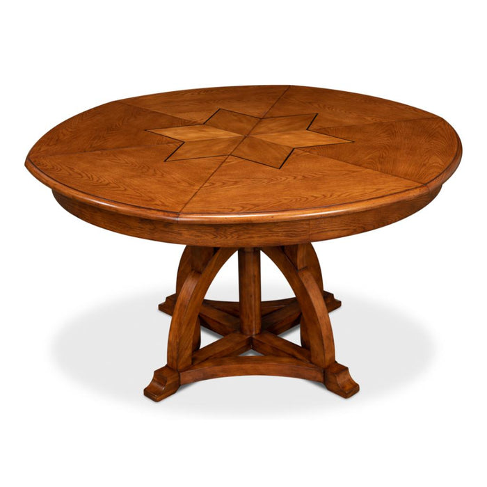 Sarreid Austin Jupe Round Wood Expandable Dining Table, Large