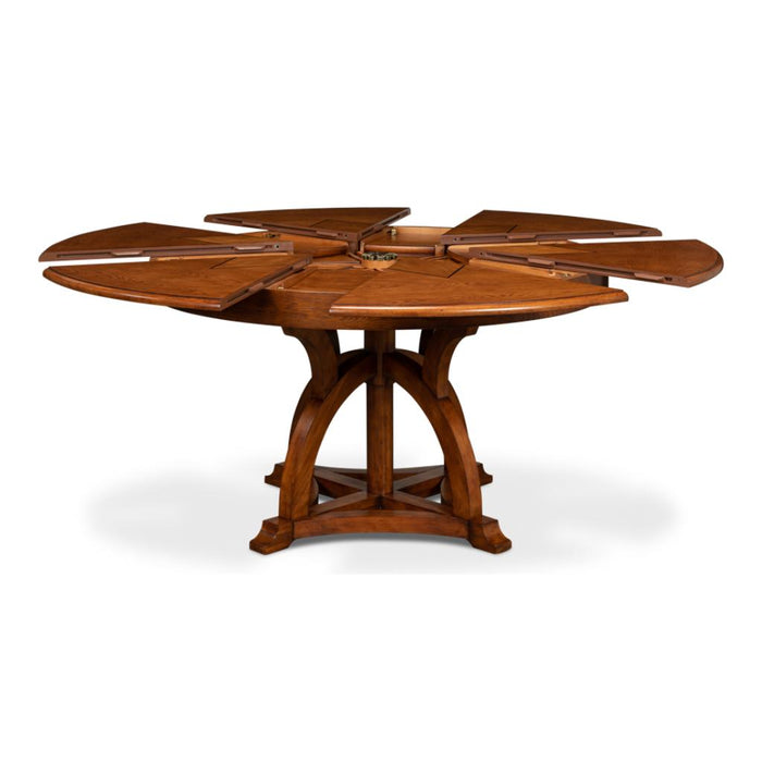 Sarreid Austin Jupe Round Wood Expandable Dining Table, Large