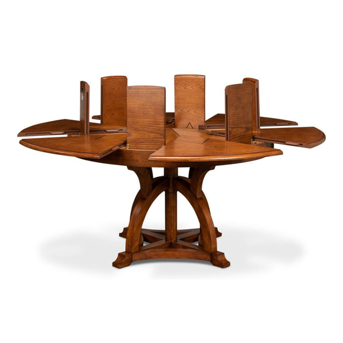 Sarreid Austin Jupe Round Wood Expandable Dining Table, Large