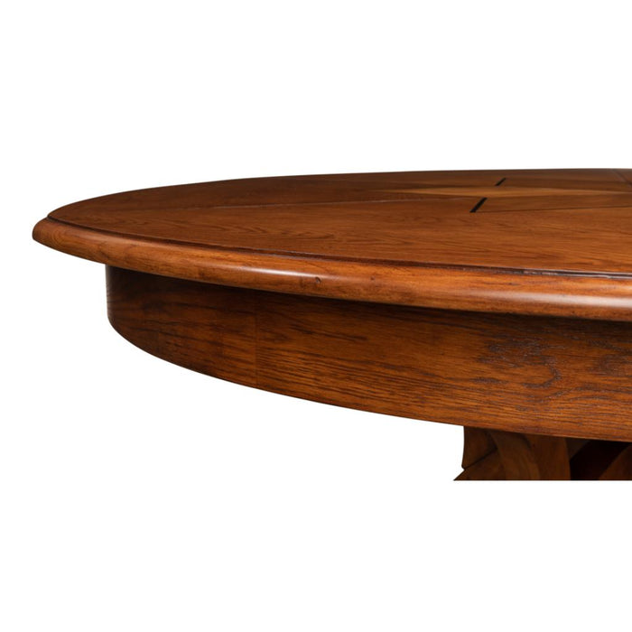 Sarreid Austin Jupe Round Wood Expandable Dining Table, Large