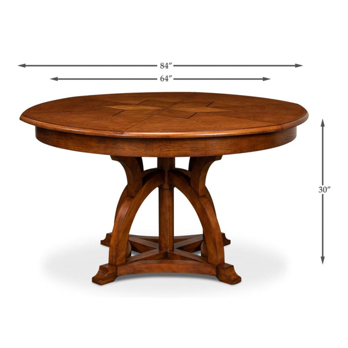 Sarreid Austin Jupe Round Wood Expandable Dining Table, Large