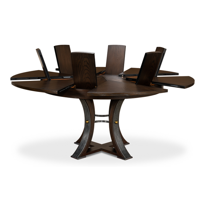 Sarreid  LTD.Tower Jupe Extendable Dining Table, Medium Burnt Brown